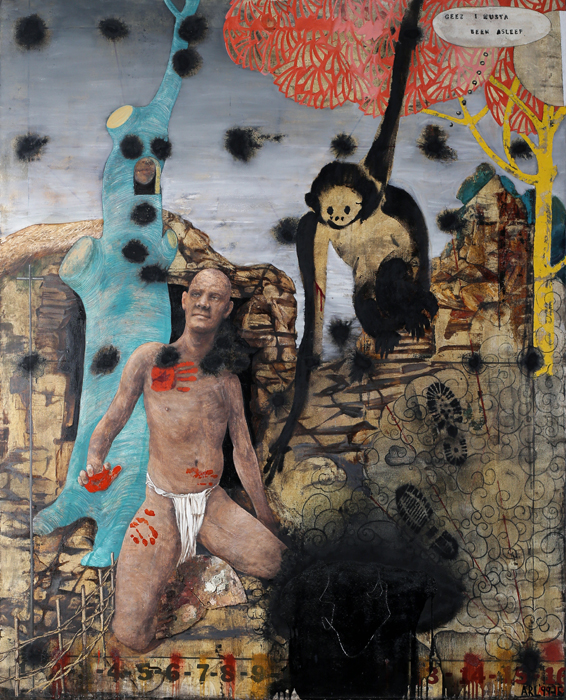 Attila Richard Lukacs, Hermit : Seeing, 2015 oil on canvas, coal