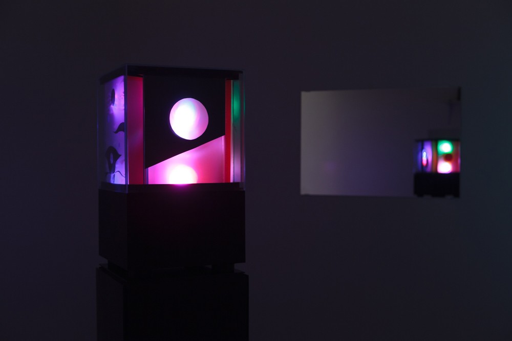 Audrey Capel Doray Here and Beyond, 2014 Plexiglass, LED lights, Wood Letrafilm, Mylar, Mirrors and Steel