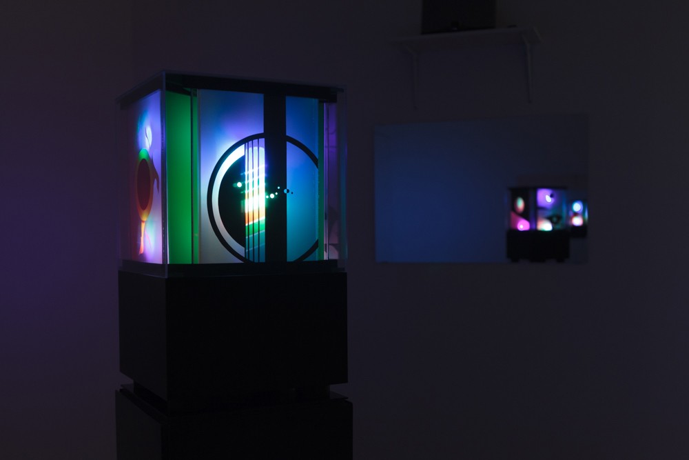 Audrey Capel Doray Here and Beyond, 2014 Plexiglass, LED lights, Wood Letrafilm, Mylar, Mirrors and Steel