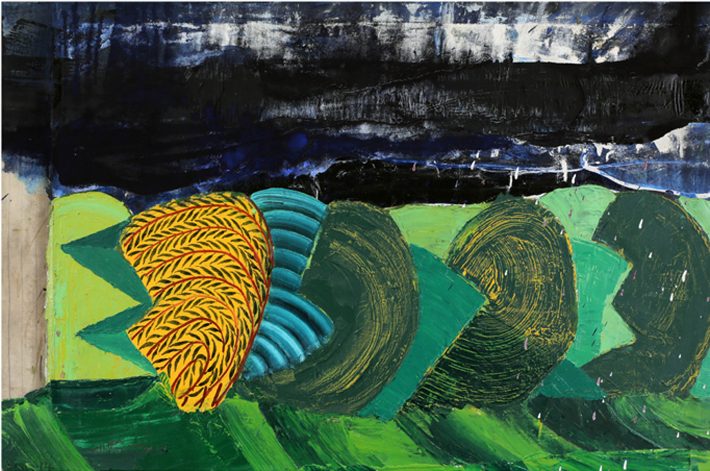 Attila Richard Lukacs, Landscape with Shrubs, 2014, oil on canvas, 30.25 X 46"