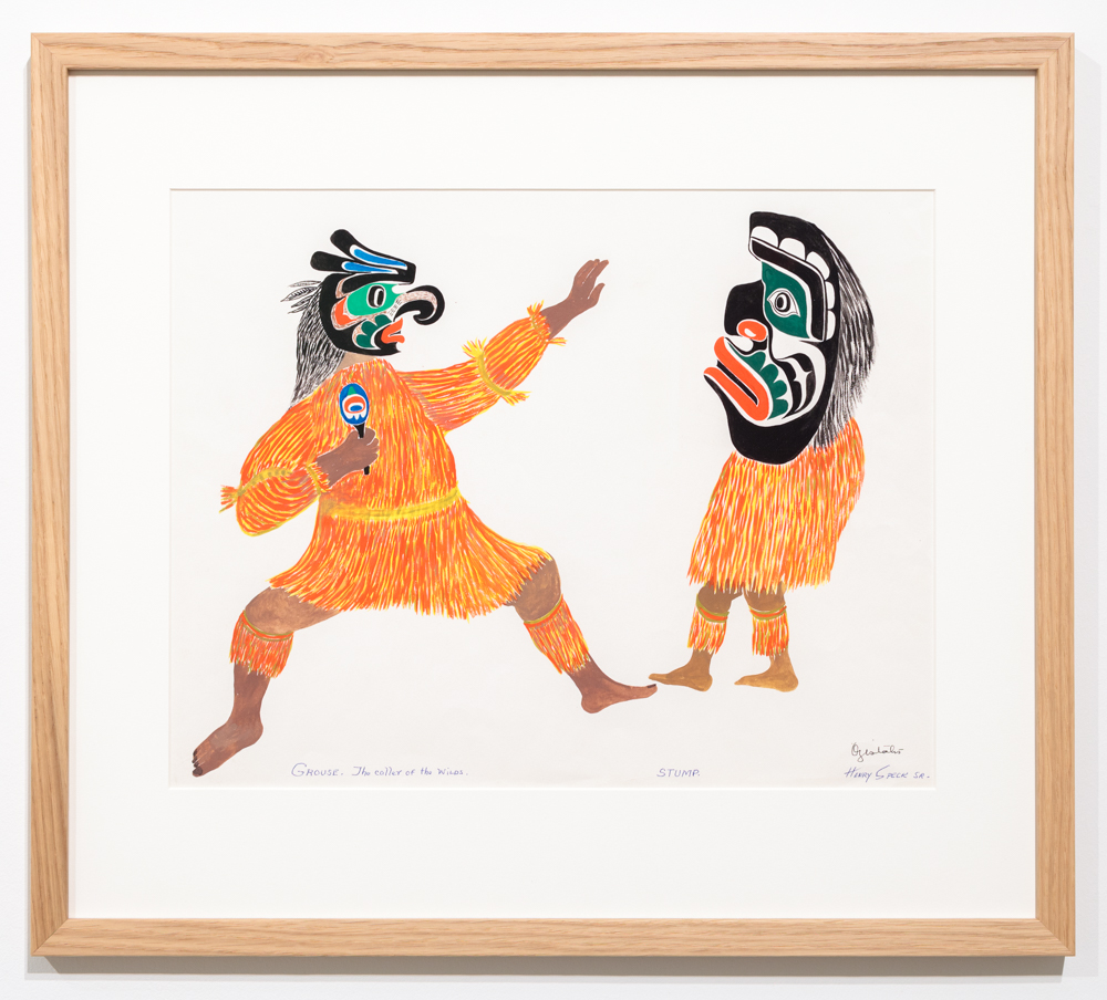 Chief Henry Speck, Grouse - The Caller of the Wids, Stump, 1958, guache on paper.