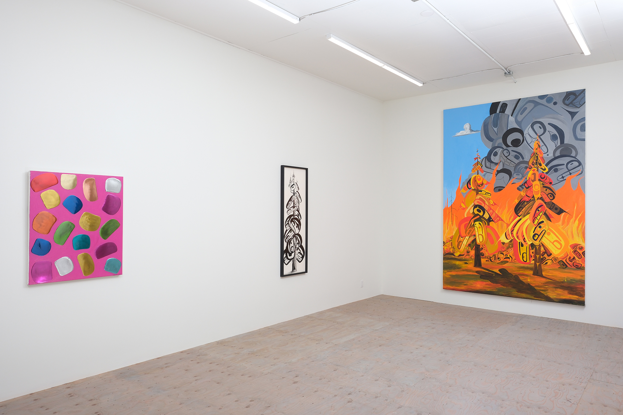 Install view "Lawrence Paul Yuxweluptun Lets’lo:tseltun: Neo-Savage Landscapes", Macaulay + Co., 2025