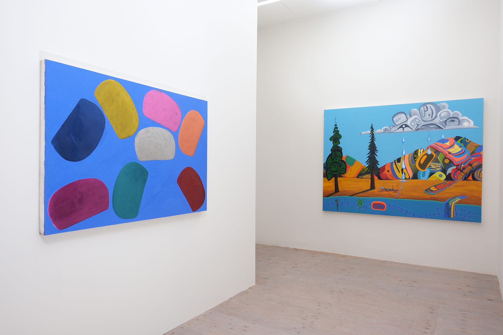 Install view "Lawrence Paul Yuxweluptun Lets’lo:tseltun: Neo-Savage Landscapes", Macaulay + Co., 2025