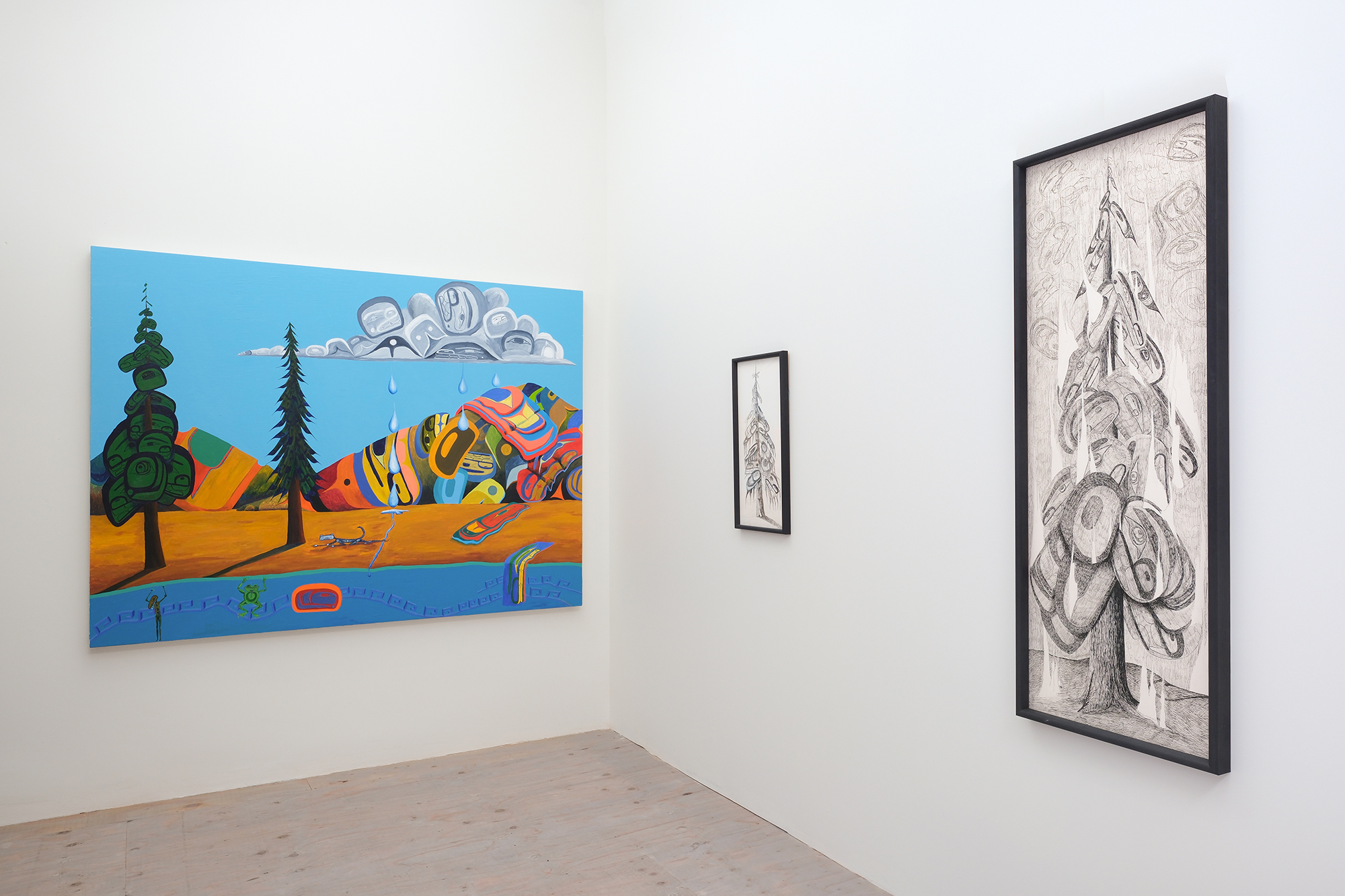 Install view "Lawrence Paul Yuxweluptun Lets’lo:tseltun: Neo-Savage Landscapes", Macaulay + Co., 2025