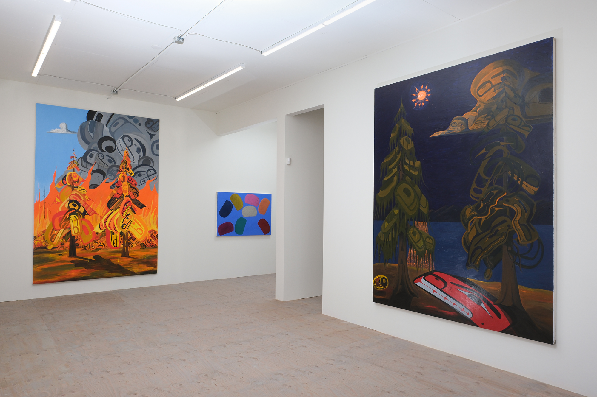 Install view "Lawrence Paul Yuxweluptun Lets’lo:tseltun: Neo-Savage Landscapes", Macaulay + Co., 2025