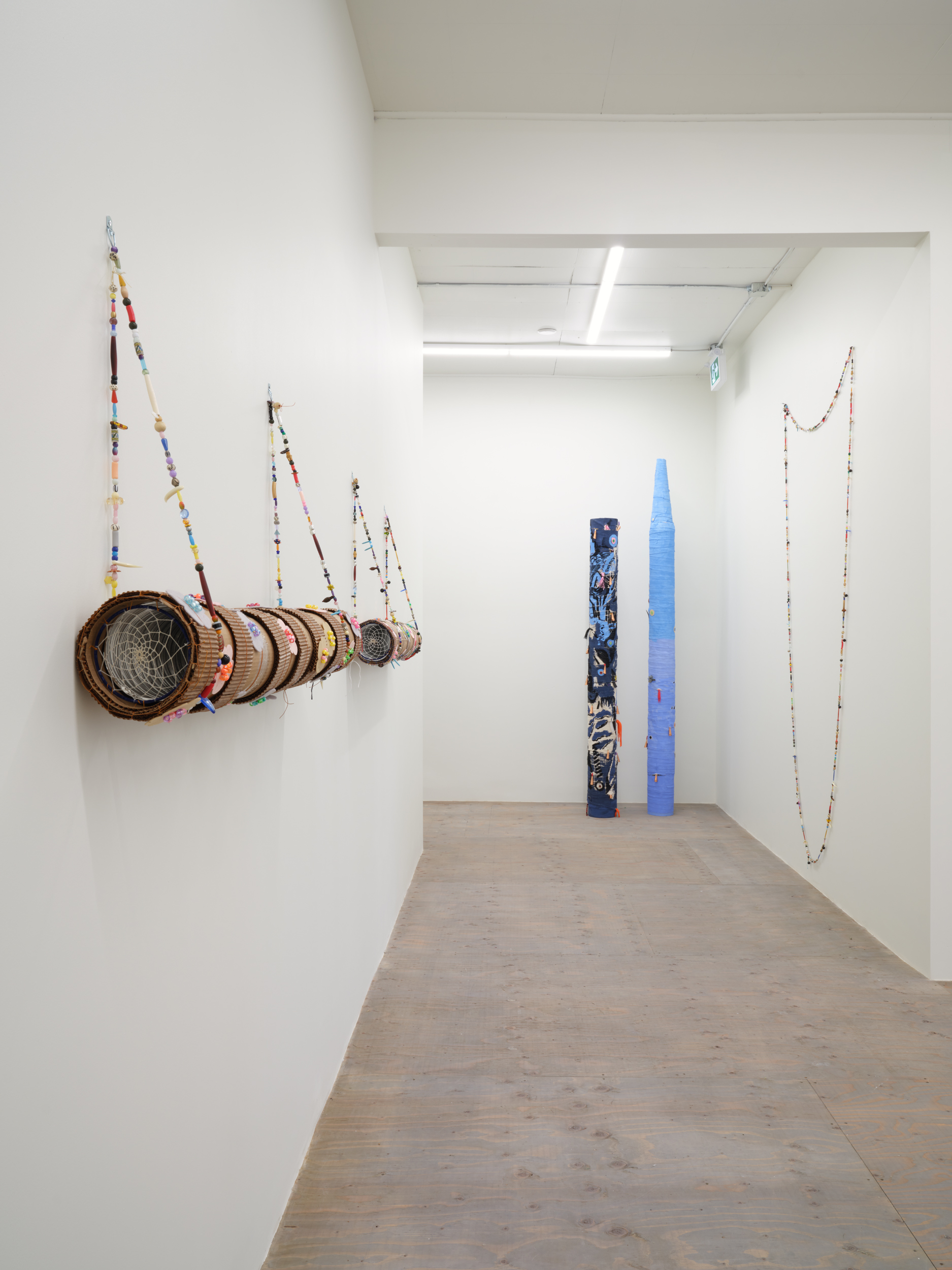 Install view, Charlene Vickers, Doodem: Her Sacred Structures Hold Tight